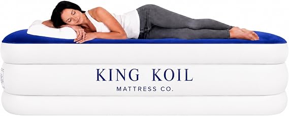 King Koil Air Mattress Twin with Built-in Pump, Inflatable Blow Up Bed