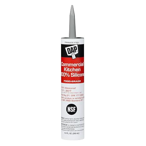 DAP Commercial Kitchen 100% Silicone Sealant, Stainless Steel, 9.8 Oz (7079808660)