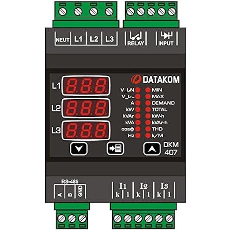 DKM-407 Electric Network Analyzer, DIN Rail, THD, RS-485, 1-Input, 1-Output