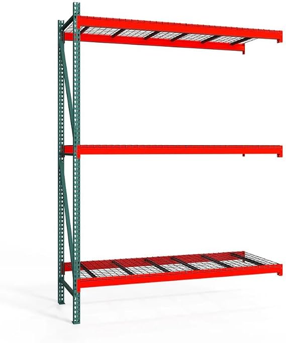 Shelving Inc. 36" d x 96" w x 144" h HD 3-Tier Teardrop Pallet Rack Add-On Unit, Wire Decking, 4-1/2"h Beams, Weight Capacity 5100lbs Per Level, Evenly Distributed
