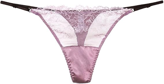 Womens Silk Satin G-String Thong Panty Sexy Lace T-Back Underwear