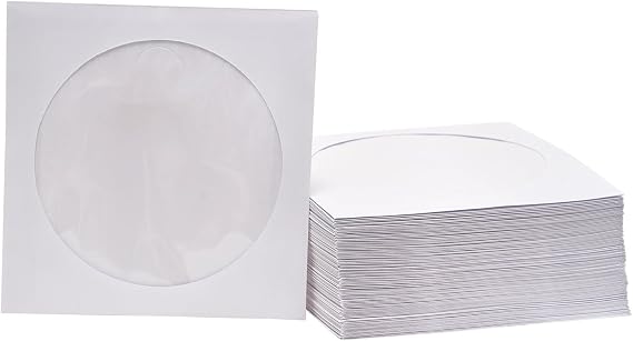 100 個 8 センチメートル Vcd ディスク紙スリーブクリアウィンドウケースフラップ白折り紙袋スリーブ封筒収納小型 Vcd 保護ポーチ