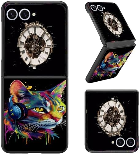 for Samsung Galaxy Z Flip 7 Case,Slim Fit Hard PC Shockproof Shell Protective Case for Samsung Z Flip 7-Cute Cat