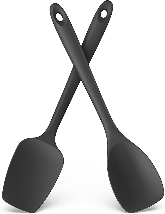 U-Taste Silicone Cooking Spoons 600oF Heat Resistant Spatula, 2Pcs, Black