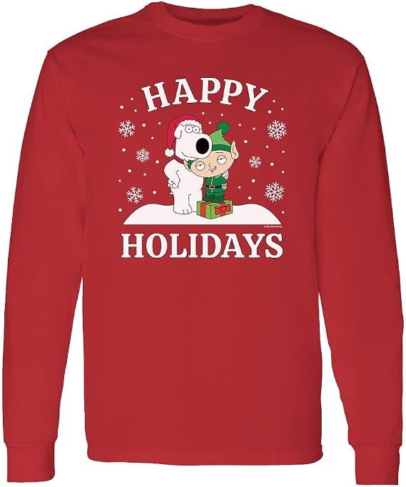 Family Guy - Happy Holidays Stewie and Brian - Adult Long Sleeve T-Shirt