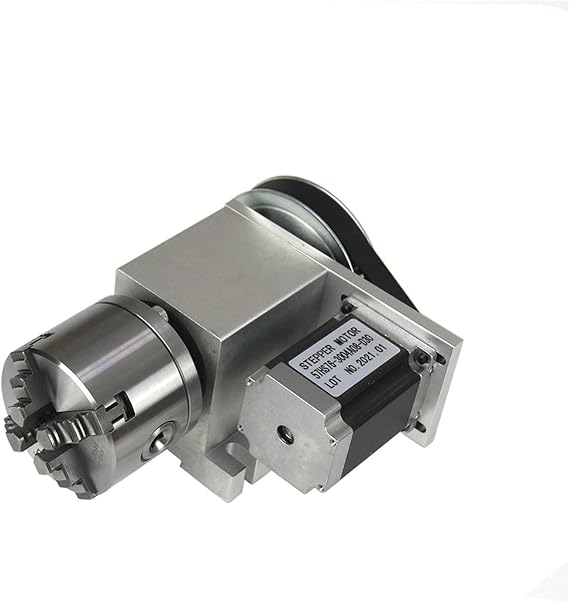 ステッピング モーター、 中央の高さ65mm 4軸テールストック4th A軸回転軸3/4-Jaw 80mm 100mmチャック CNCインデックス付けヘッド Nema 23 57ステッピングモーター4 Jaws 100mm Chuck