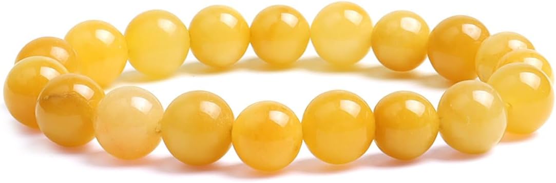 Beads Bracelet, 10mm Crystal Bracelet Natural Stone Round Gemstone Bracelet Elastic Healing Yoga Bracelet for Women Men Girl Semi-Precious Agate