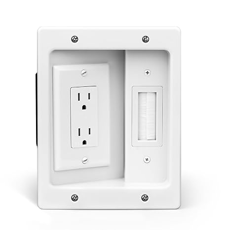 Wall Cable Concealer Management Box Recessed Outlet Wall Mount Behind TV