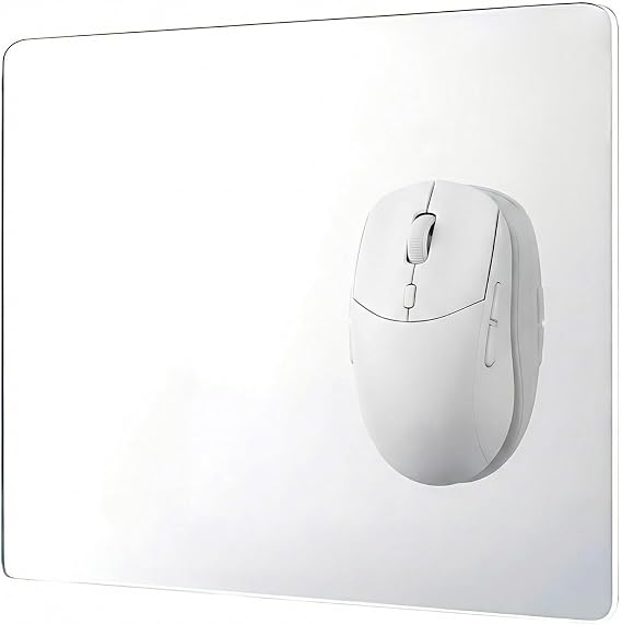 1 Piece Glass Gaming Mouse Pad, Large Hard Surface Mouse Pad, Transparent Frosted Glass Mousepad, Improved Precision and Speed for Professional Gaming and Office Work (350x260x3.2mm, Clear)