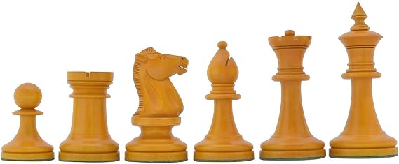 Improved Repro 1904 Cambridge Springs International Tournament Chess Pieces in Ebonized & Antiqued Boxwood - 4" King