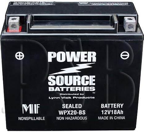 YTX20H-BS, YTX20H, YTX20-BS, YTX20, GYZ20H, 0745-047, 0645-480, 0645-170 Replacement Battery 375cca High Performance WPX20-BS Sealed AGM for Arctic Cat, Honda, Motorcycle, ATV, Snowmobile