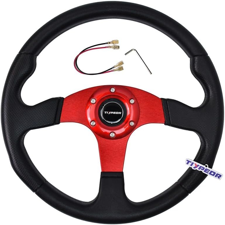 13.4 inches 340 mm Racing Steering Wheel, Handle, Lightweight Aluminum, General Purpose, Aftermarket Accessory, Horn Button, Aluminum Alloy, Easy Installation, Car Modification, Racing