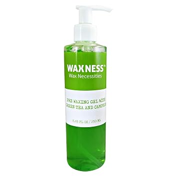 Waxness Pre Waxing Gel with Green Tea and Camphor 8.45 fl oz 250 ml Skin Prep Gel Before Waxing for Face, Bikini & Underarms, Professional Use Made in Italy