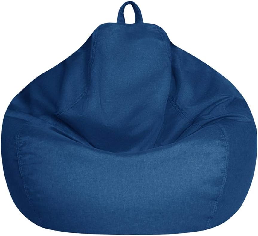 Lazy Sofas Linen Cloth Lounger Seat Bean Bag Pouf Puff Couch Cover Chairs without Filler Tatami Living Room for Adult(85CM)
