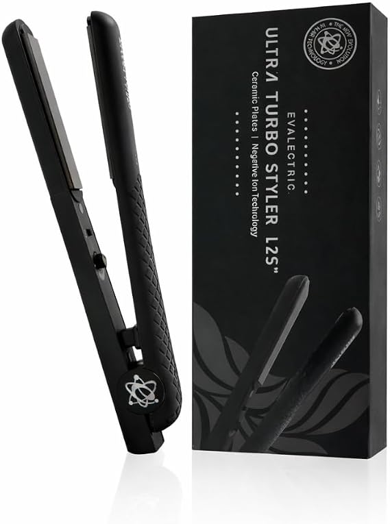 Evalectric Ultra Turbo 1.25 Inch Ceramic Flat Iron - Dual Voltage - Black