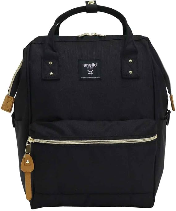Anero ATB0197Z Backpack with Clasp, S, A4 Base, Water Repellent, Multiple Storage, PC Storage, Black