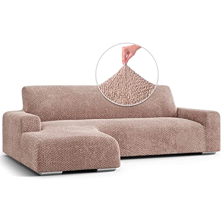 PAULATO BY GA.I.CO. Sectional Couch Cover - Chaise L-Shape Sofa Slipcover - Washable Corner Couch Covers - 1-Piece Form Fit Stretch Cover - Velvet - Bronze Left-Facing Chaise