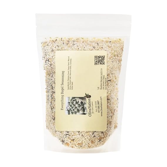 OliveNation Everything Bagel Seasoning - Savory Salty Everything Bagel Spice Blend for Topping, Seasoning, Dips, Rubs, Sauces, Dressings, Adds Flavor & Texture to Baked Goods, Meats, Sides (8.00oz)