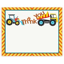 Construction Party Thank You Cards - 10 Thank You Cards + 10 Envelopes
