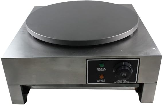 Commercial Crepe Maker - 16Inch Crepes Maker Machine Commercial Round Crepe Spreader Griddle Commercial Pancake Maker Cast Iron Cooking Surface Food-grade Non-stick Coating w/Indicator Lights (3000W)