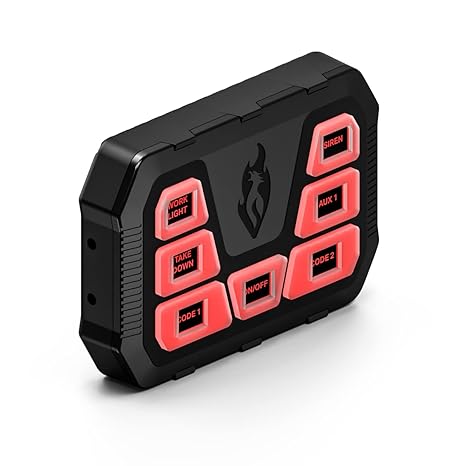 Feniex 4200-Mini Controller | 30-Amps | Universal Compatibility | 6 Backlit Buttons, x6 5-Amp Aux Outputs | All In One, Ultra Rugged, Waterproof | Emergency Vehicle Controller