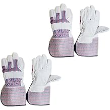 HAWK (2 Pairs) Men's 12" (30.5 cm) Suede Leather Work Gloves | Size Extra Large (XL) | Extra Long Gauntlet Cuffs | Premium Split Leather & Reinforced Details