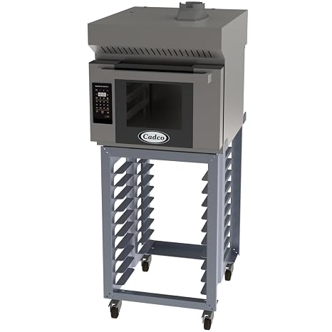 Cadco Bakerlux LED Heavy-Duty Convection Oven, Electric, Single Half Size with Stand & ventless Hood