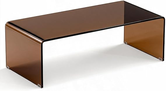 Tangkula Glass Coffee Table, Modern Home Furniture (Amber)