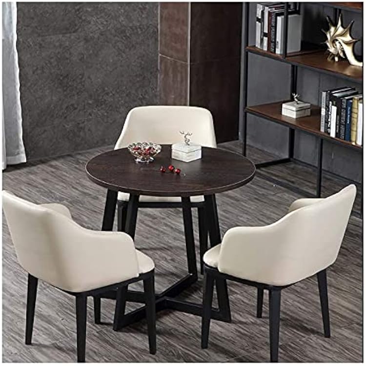 Conference Reception Room Coffee Table with Chair, Negotiating Table and Chair Combination Hotel Reception Office Balcony Shop Restaurant Front Desk 1 Table and 3 Chairs Round Table Khaki 70cm Bei