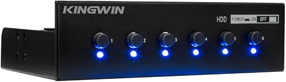 Kingwin Hard Drive Power Switch Module for 2.5 inch/3.5 inch SATA HDD/SSD. Optimized for SSD, Power On or Off HDDs as Wish, Controls up to Six HDDs, and Provide Longevity to Your Hard Drives