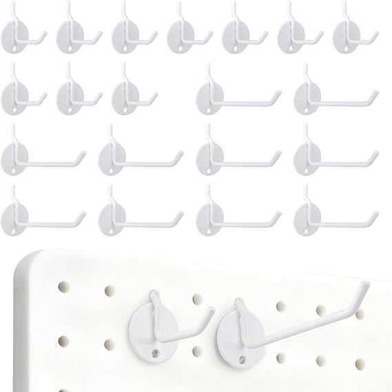 20 Pack Pegboard Hooks, Metal Steel Peg Board Hooks with a Disk-Shaped Base for Hanging Tools, Stationer, Market,(5, 10cm) 10 of Each