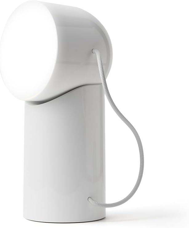 Lexon ORBE Table Lamp with Detachable Magnetic Head - Cordless & Rechargeable LED Lamp for Bedroom, Office & Outdoor (Glossy White)