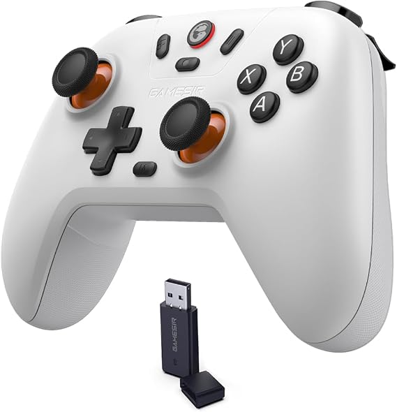GameSir Nova Lite ワイヤレスコントローラー - Windows PC、iPhone、Android、Switch、Steamデッキ用2.4G & Bluetoothゲームパッド - ホール効果トリガー、ターボ機能、ランブル振動 T4 Nova Lite ホワイト