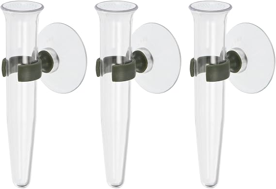 PATIKIL Floral Water Tubes with Suction Cup, 3 Pcs 0.6" ID 4" Plastic Wall Hanging Vase for Plants Flower Arrangement, Clear