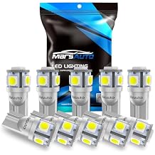 Marsauto 194 168 LED Light Bulbs 6000k White, 2825 W5W T10 Wedge Replacement for License Plate Lights Dome Map Door Courtesy Trunk Light, 3030 Chips Super Bright Pack of 10
