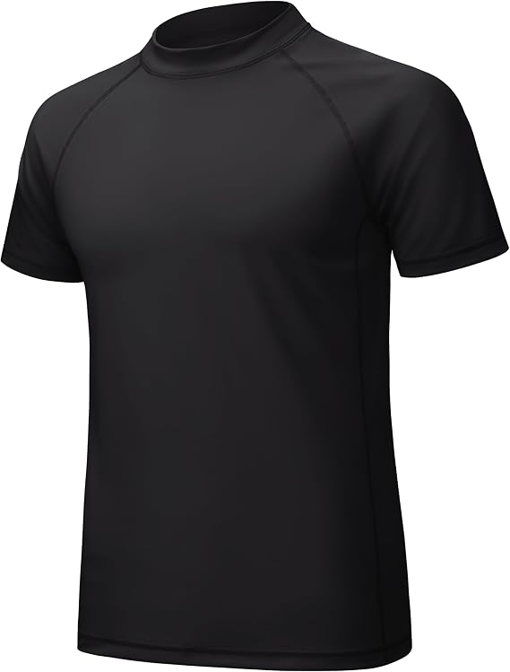 MAGCOMSEN Men's Swim Shirts Rash Guard UPF UV Short Sleeve Water Surf Shirt