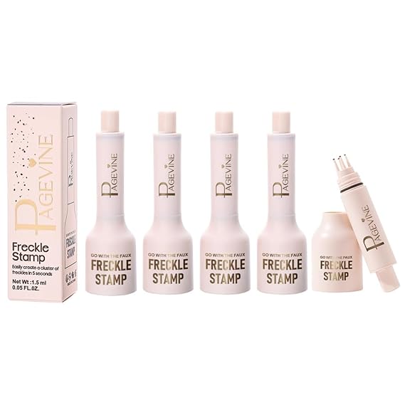 Upgrade Faux Freckle Stamp PenLiquid Freckle Marker with Multi-Prong Soft Tip, Air Cushion Applicator for Natural Sun-Kissed Look, Long-Lasting Freckle Makeup Tool(4PCS)