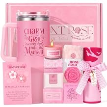 Pink Gifts for Womens Self Care Essentials Gift Set - Pink Birthday Gifts Box for Women Spa Gift Basket for Mom Sister Best Friend Work Friend, Gift Package for Women Pampering Gifts w/ 40oz Tumbler