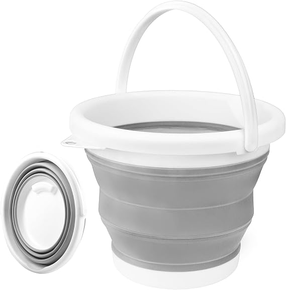 Folding Bucket 5L, Collapsible Bucket Water Container, Cleaning Buckets with Handle for Laundry Car Washing Gardening Fishing, Foldable Mop Buckets for Outdoor Camping Ice Sand Play RV Home Essentials
