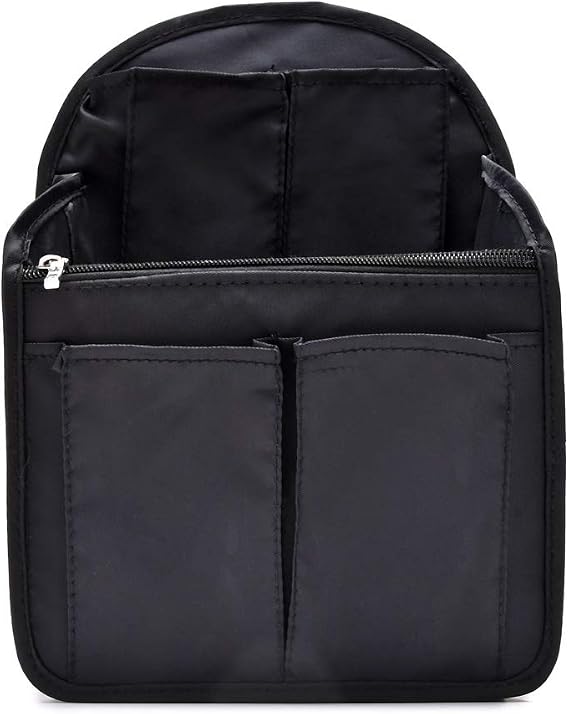HOYOFO Mini Backpack Organizer Insert, Black, 7.7"L x 4.3"W x 10.6"H, Waterproof Nylon, Fits Small Backpacks