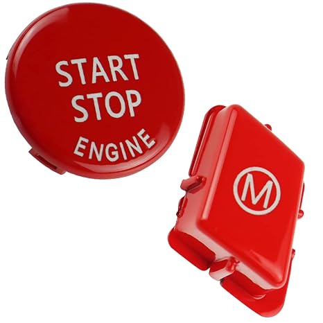 Steering Wheel E Series Start M Button Replace Compatible for BMW 3 Series E90 E92 E93 M3 2007-2013 (E-Series Start +M Red)