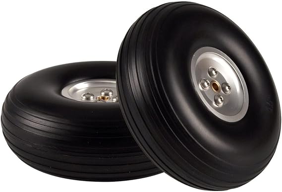 Rubber Wheel Tire Aluminum Hub for RC Airplane Model 2.75/3 /4/4.5/5 inch 1 Pair (2.75 inch)