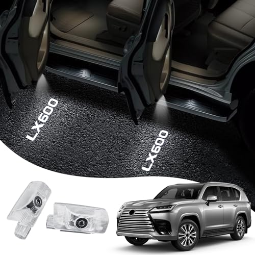 Car door light logo projection light suitable for 2022-2024 Lexus LX600 LX500d fade free high-definition LED car welcome projection light, environmental foot light 2 Pieces
