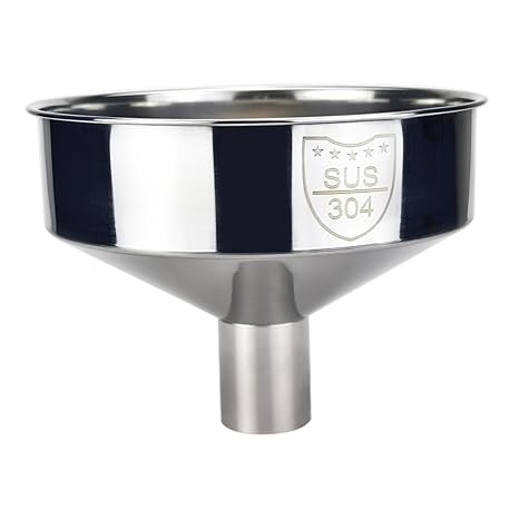 Large Mouth Funnel, 8-Inch Wide Stainless Steel Funnel for Kitchen Use, Seamless Design for Liquids & Dry Goods