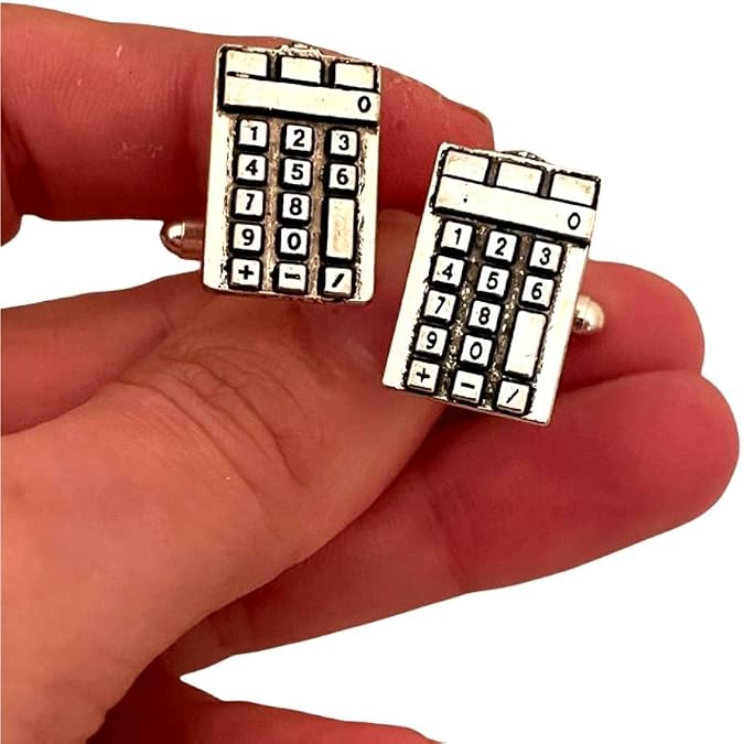 Calculator Cufflinks Tie Clip Bar Lapel Tie Pin for Men CPA Accountant Money Manager Gifts