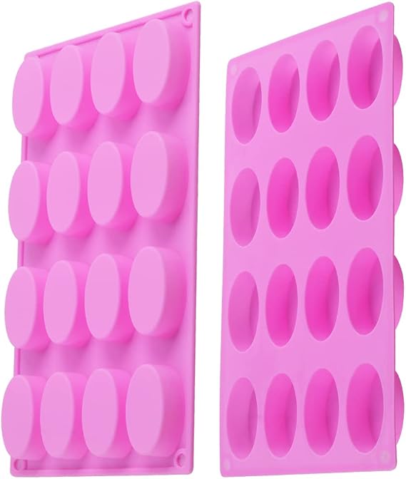 Newk Silicone Oval Soap Molds,16-Cavities DIY Handmade Mini Soap Mold for Travel