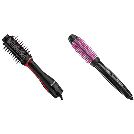 Revlon One Step Volumizer Plus 2.0 Hair Dryer and Hot Air Brush Bundle with 1 Inch Silicone Bristle Heated Styling Brush