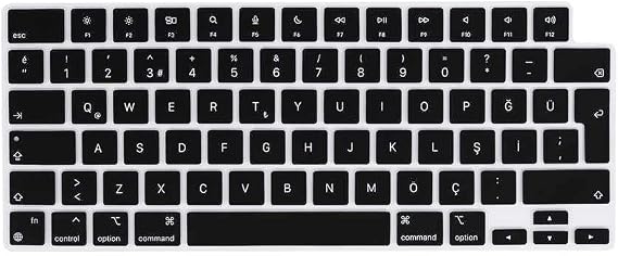 Apple Macbook Pro 16inç M3/M4/MAX A3403 A3186 A2991 ile uyumlu Q Klavye Koruyucu Silikon Ped Siyah