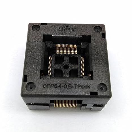QFP64 TQFP64 LQFP64 FQFP64 Burn in Socket Open TOP for Burn-in Machine Pitch 0.5mm IC Body Size10x10mm tip to tip 12x12mm QFP-64-0.5-06 Test Socket Adapter MCU