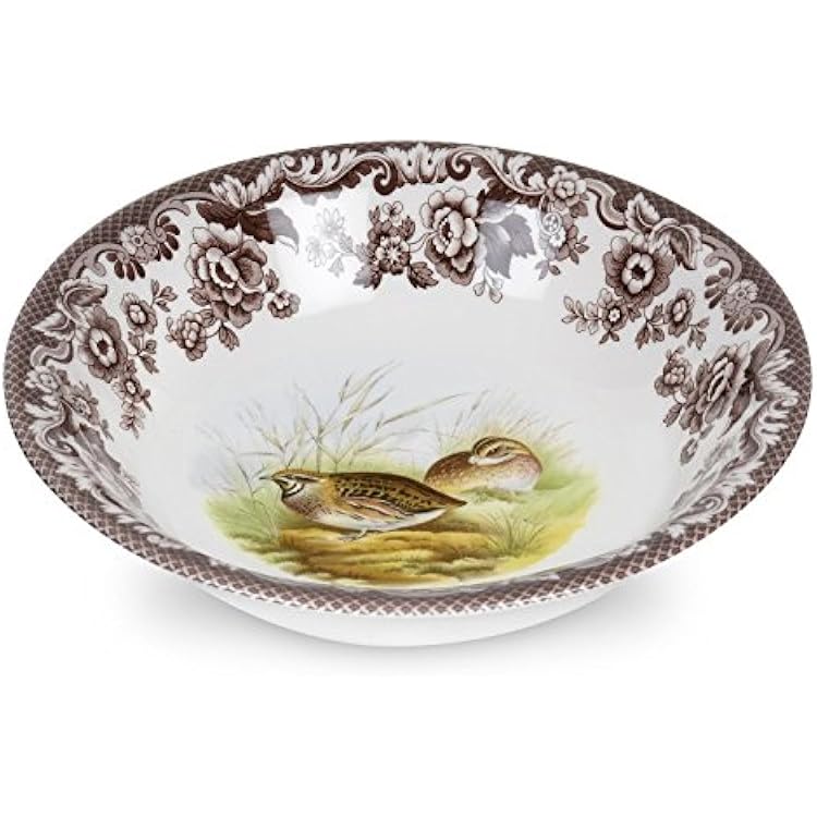 Spode Woodland Ascot Cereal Bowl, Birds, 8 | Perfect for Oatmeal, Salads, and Desserts | Made in England from Fine Earthenware | Microwave and Dishwasher Safe Quail